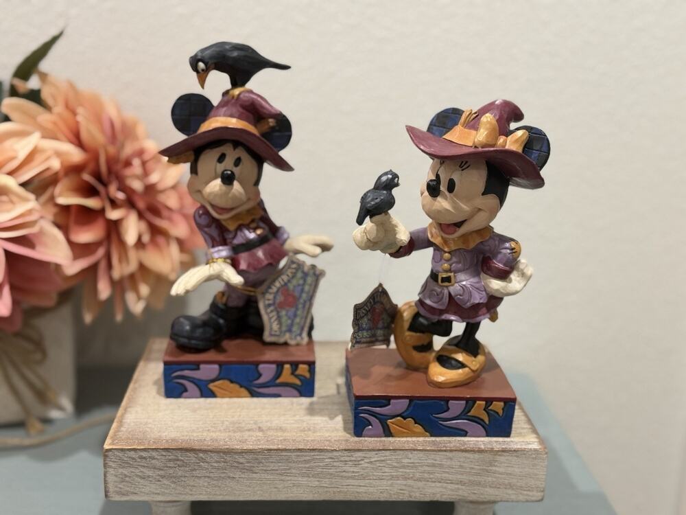 Jim Shore Disney Traditions Scarecrow Set Mickey & Minnie Mouse Figurine 6.5"NEW